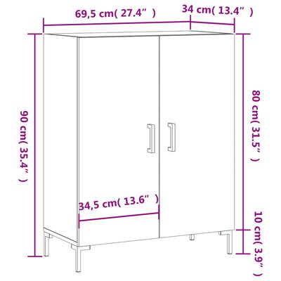 vidaXL Dulap, alb extralucios, 69,5x34x90 cm, lemn compozit