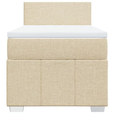 vidaXL Pat box spring cu saltea, crem, 80x200 cm, textil