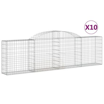 vidaXL Coșuri gabion arcuite 10 buc, 300x30x80/100 cm, fier galvanizat