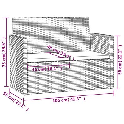 vidaXL Bancă de grădină cu perne, negru, 105 cm, poliratan