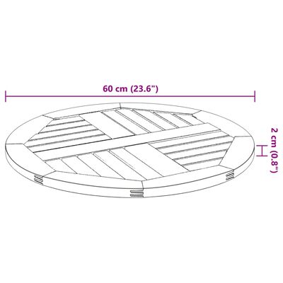 vidaXL Blat de masă rotund, Ø60x2 cm, lemn masiv de acacia