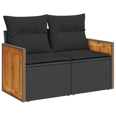 vidaXL Set mobilier de grădină cu perne, 14 piese, negru, poliratan