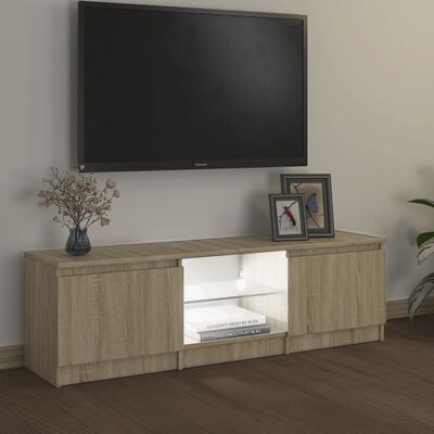 vidaXL Comodă TV cu lumini LED, stejar sonoma, 120x30x35,5 cm