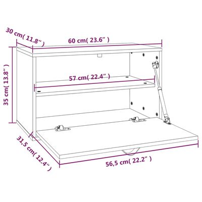 vidaXL Dulap de perete, alb, 60x30x35 cm, lemn masiv de pin