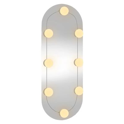 vidaXL Oglindă de perete cu lumini LED 20x50 cm oval sticlă