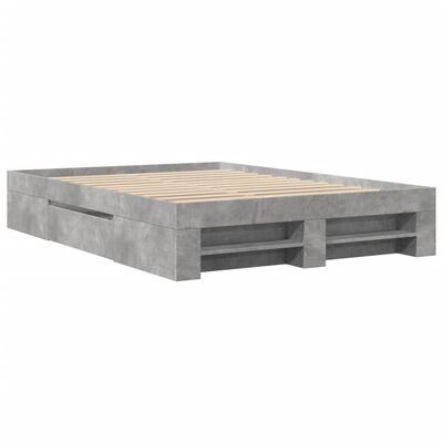 vidaXL Cadru de pat, gri beton, 140x190 cm, lemn prelucrat