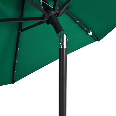 vidaXL Umbrelă soare de grădină stâlp din oțel/LED verde 225x225x212cm