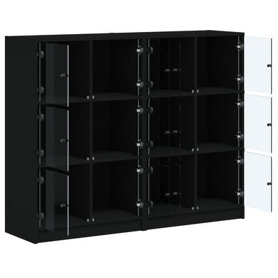 vidaXL Bibliotecă cu uși, negru, 136x37x109 cm, lemn compozit