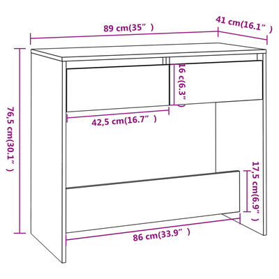 vidaXL Masă consolă, gri beton, 89x41x76,5 cm, oțel