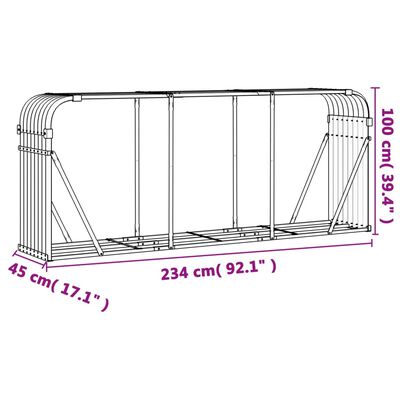 vidaXL Suport de bușteni, antracit, 234x45x100 cm, oțel galvanizat