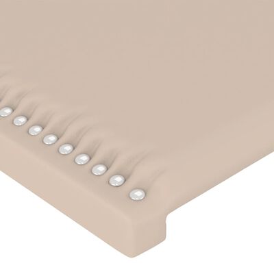 vidaXL Tăblie de pat cu LED, cappuccino, 160x5x118/128 cm, piele eco