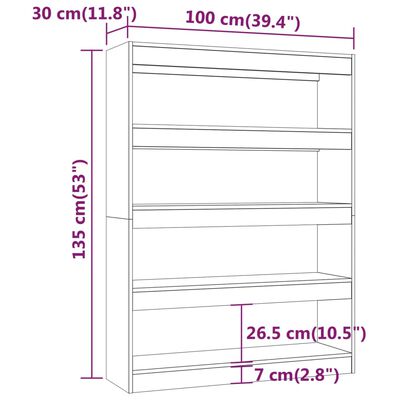 vidaXL Bibliotecă/Separator cameră, stejar sonoma, 100x30x135 cm