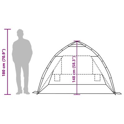 vidaXL Cort camping 2 persoane verde marin impermeabil setare rapidă