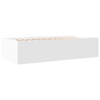 vidaXL Cadru pat de zi cu sertare, alb, 75x190 cm, lemn prelucrat