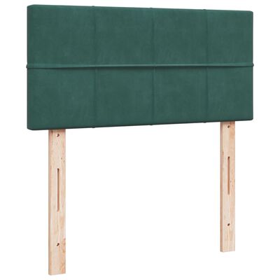 vidaXL Pat box spring cu saltea, verde închis, 100x200 cm, catifea