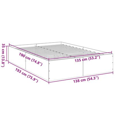 vidaXL Cadru de pat, negru ,135x190 cm, lemn prelucrat