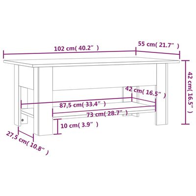 vidaXL Măsuță de cafea, stejar maro, 102x55x42 cm, lemn prelucrat