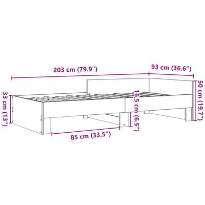 vidaXL Cadru pat fără saltea stejar sonoma, 90x200 cm, lemn prelucrat