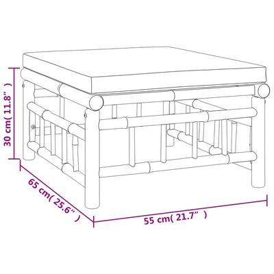 vidaXL Set mobilier de grădină, cu perne alb crem, 9 piese, bambus