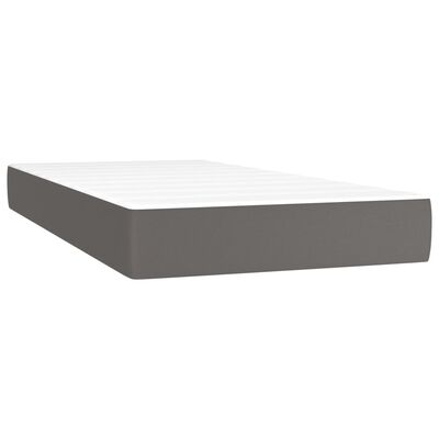 vidaXL Pat box spring cu saltea, gri, 120x190 cm, piele ecologică