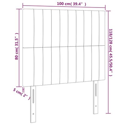 vidaXL Tăblie de pat cu LED, gri deschis, 100x5x118/128 cm, catifea