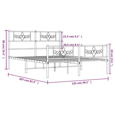 vidaXL Cadru de pat metalic cu tăblie, alb, 120x200 cm