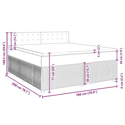 vidaXL Pat box spring cu saltea, gri deschis, 180x200 cm, catifea