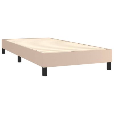 vidaXL Pat box spring cu saltea, cappuccino, 100x200cm piele ecologică