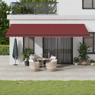 vidaXL Copertina retractabilă automat cu LED-uri, vișiniu, 600x350 cm