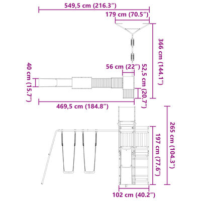 vidaXL Set de joacă pentru exterior, lemn masiv de pin