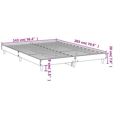 vidaXL Cadru de pat, stejar fumuriu, 140x200 cm, lemn prelucrat