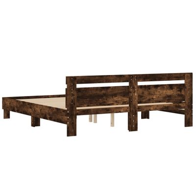 vidaXL Cadru de pat cu tăblie stejar fumuriu 180x200 cm lemn prelucrat