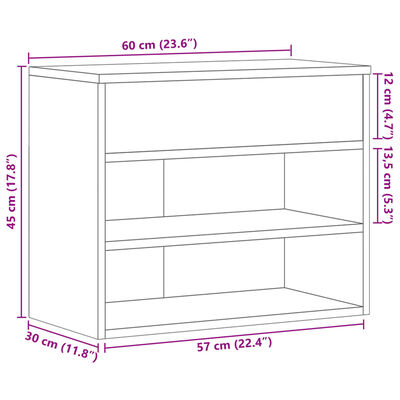 vidaXL Bancă pentru pantofi stejar sonoma 60x30x45 cm lemn prelucrat