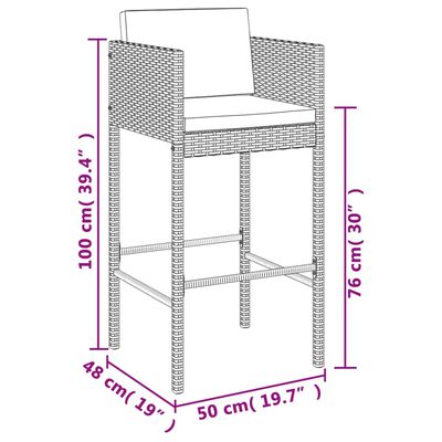 vidaXL Set mobilier bar de grădină cu perne, 5 piese, negru, poliratan