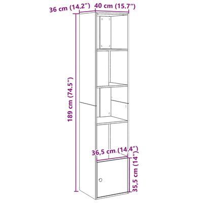 vidaXL Bibliotecă, negru, 40x36x189 cm, lemn prelucrat