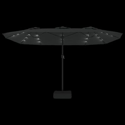 vidaXL Umbrelă de grădină cu două capete/LED-uri, negru, 449x245 cm