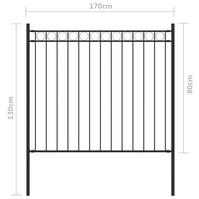 vidaXL Gard de grădină, negru, 1,7x0,8 m, oțel