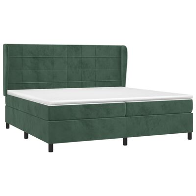 vidaXL Pat box spring cu saltea, verde închis, 200x200 cm, catifea