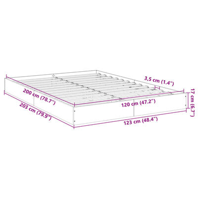 vidaXL Cadru pat fără saltea stejar fumuriu 120x200 cm, lemn prelucrat