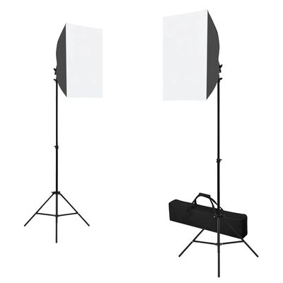 vidaXL Set studio foto cu lumini softbox, fundal și reflector