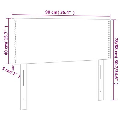 vidaXL Tăblie de pat cu LED, gri, 90x5x78/88 cm, piele ecologică