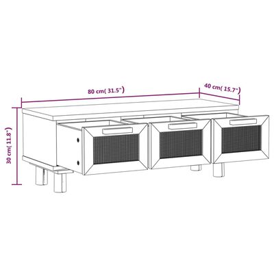 vidaXL Măsuță de cafea negru 80x40x30 cm lemn prelucrat&lemn masiv pin