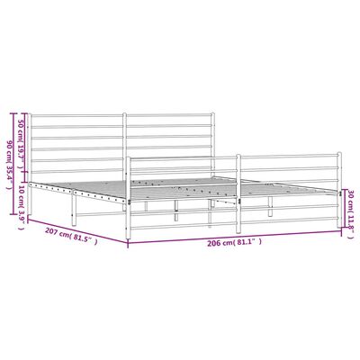 vidaXL Cadru pat metalic cu tăblii de cap/picioare, negru, 200x200 cm