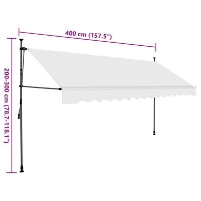 vidaXL Copertină retractabilă manual cu LED, crem, 400 cm