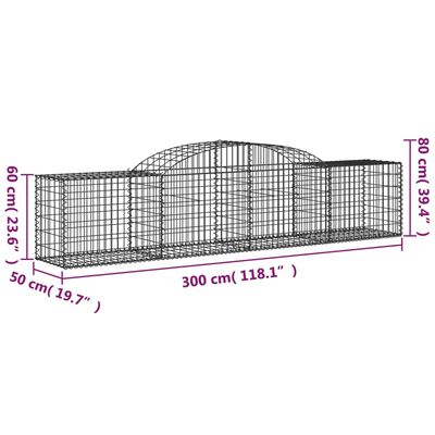 vidaXL Coșuri gabion arcuite 9 buc, 300x50x60/80 cm, fier galvanizat