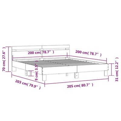 vidaXL Cadru de pat cu tăblie stejar sonoma 200x200 cm lemn prelucrat