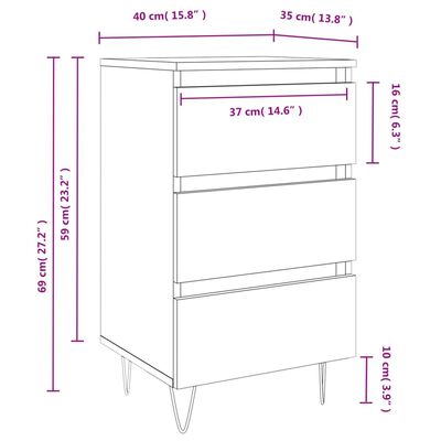 vidaXL Noptiere, 2 buc., gri sonoma, 40x35x69 cm, lemn compozit