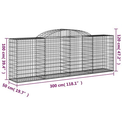 vidaXL Coșuri gabion arcuite 9 buc, 300x50x100/120 cm, fier galvanizat