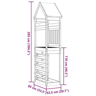 vidaXL Turn joacă cu perete cățărare, 85x52,5x265 cm lemn masiv pin