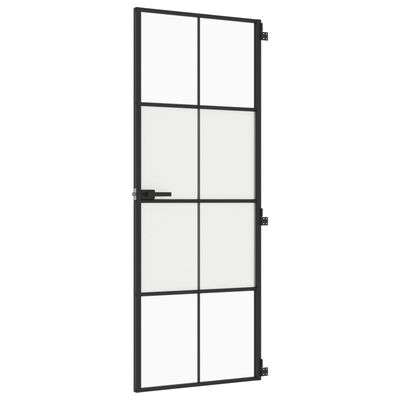 vidaXL Ușă de interior negru 76x201,5 cm sticlă securiz./aluminiu slim